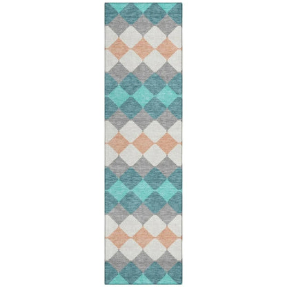 LOOMLAN Rugs Eira Teal Washable Indoor-Outdoor Rug