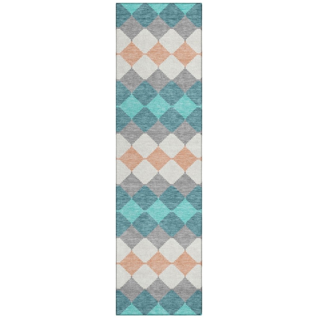 LOOMLAN Rugs Eira Teal Washable Indoor-Outdoor Rug