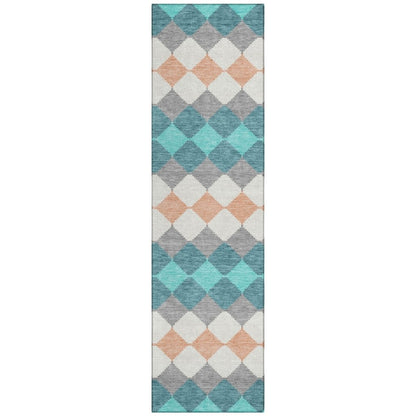 LOOMLAN Rugs Eira Teal Washable Indoor-Outdoor Rug