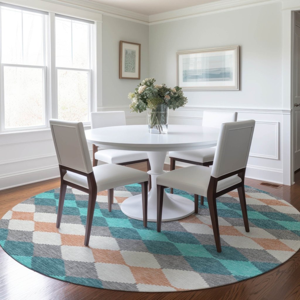 LOOMLAN Rugs Eira Teal Washable Indoor-Outdoor Rug