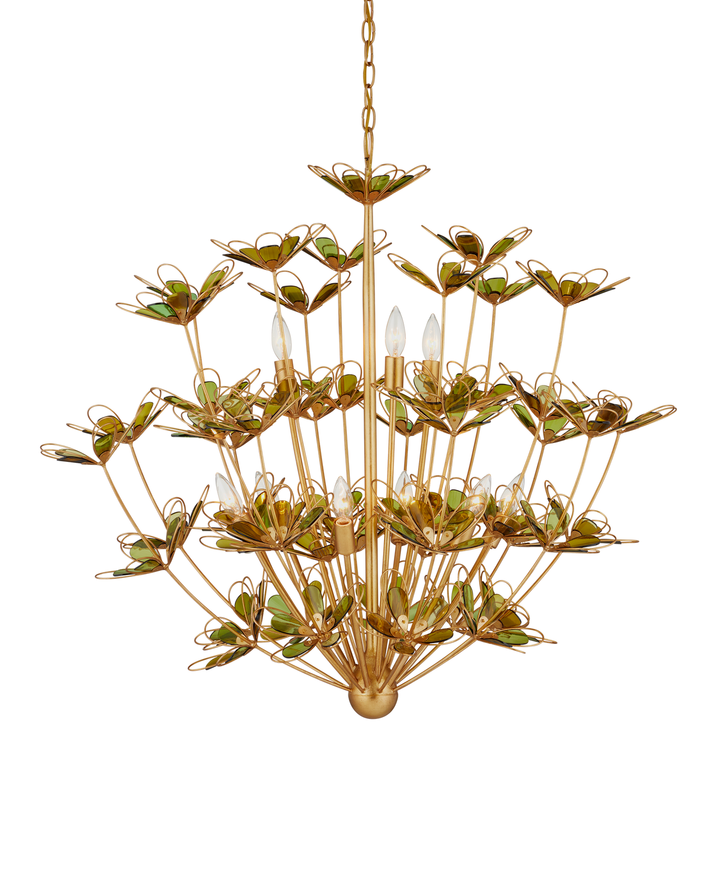 Midsummer Iron and Glass Gold Chandelier