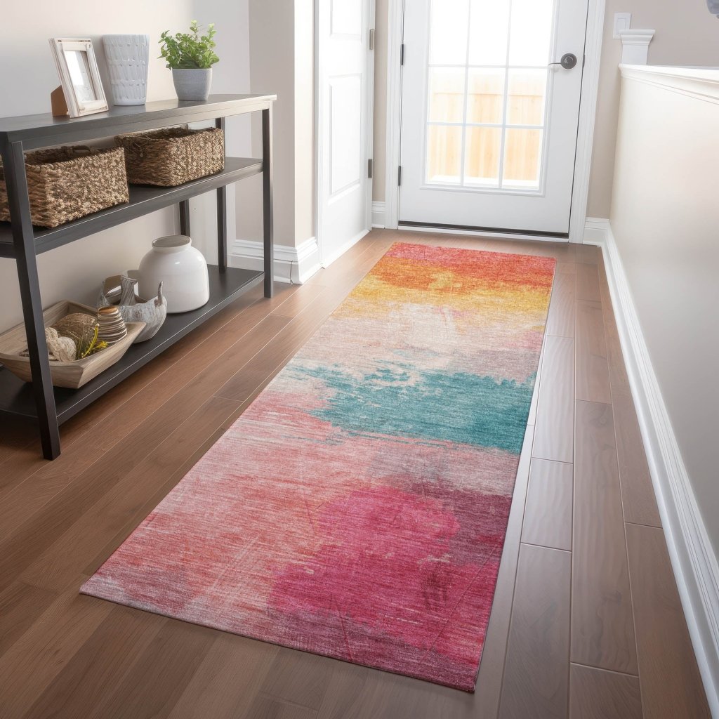 LOOMLAN Rugs Elanisse Pink Washable Indoor-Outdoor Rug
