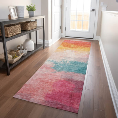 LOOMLAN Rugs Elanisse Pink Washable Indoor-Outdoor Rug