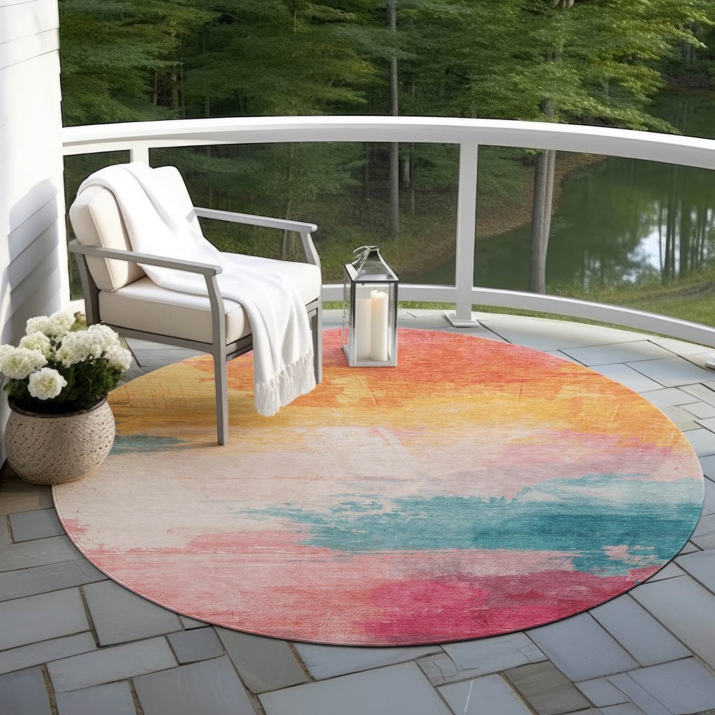 LOOMLAN Rugs Elanisse Pink Washable Indoor-Outdoor Rug