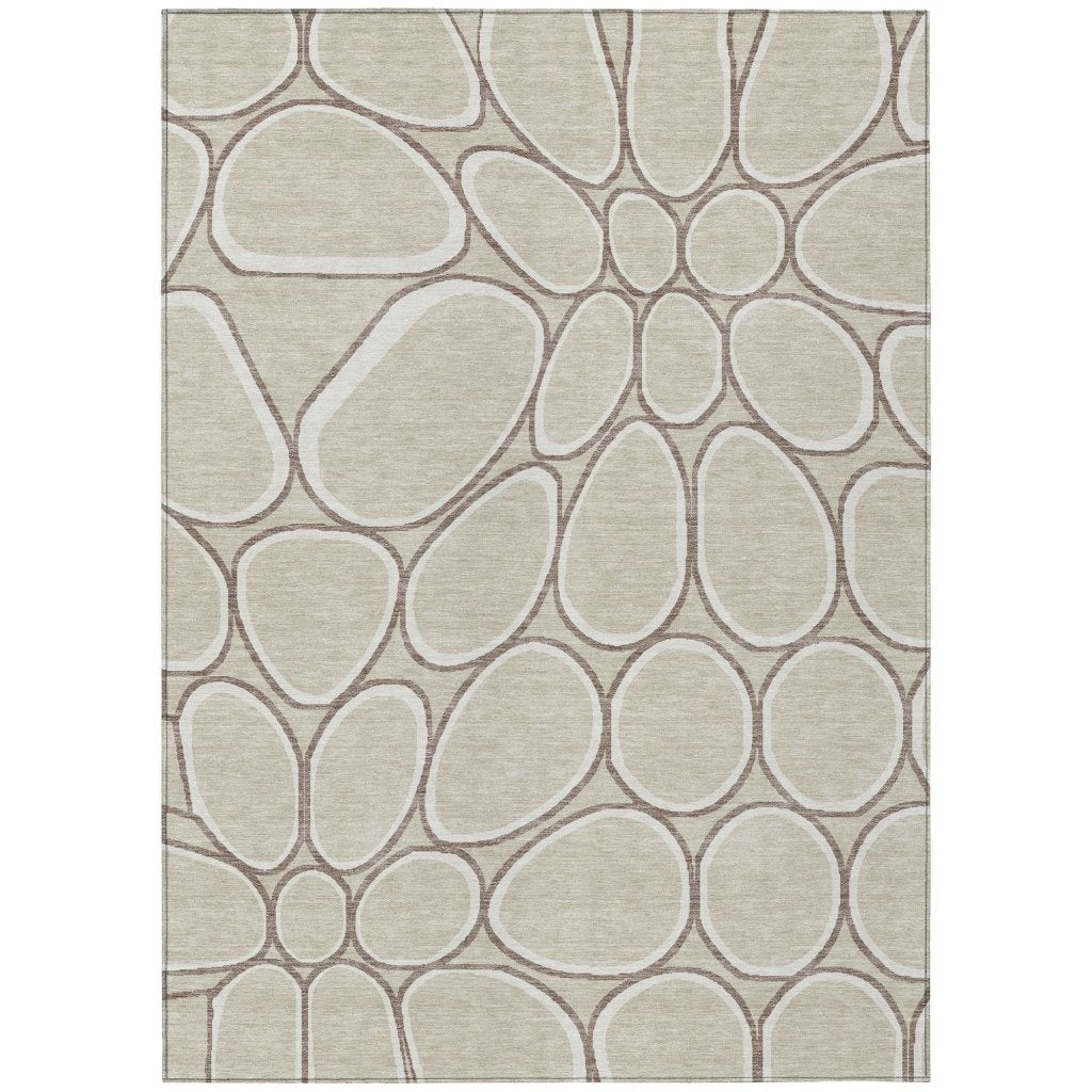 LOOMLAN Rugs Elantra Beige Washable Indoor-Outdoor Rug