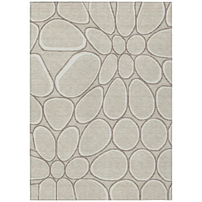 LOOMLAN Rugs Elantra Beige Washable Indoor-Outdoor Rug