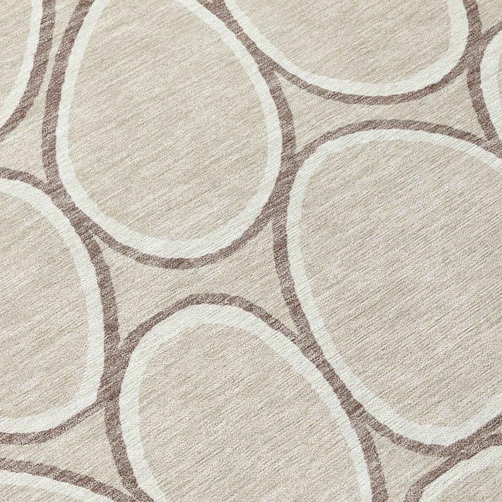 LOOMLAN Rugs Elantra Beige Washable Indoor-Outdoor Rug