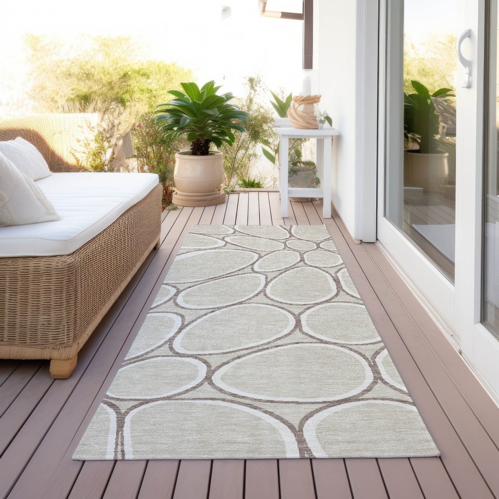 LOOMLAN Rugs Elantra Beige Washable Indoor-Outdoor Rug
