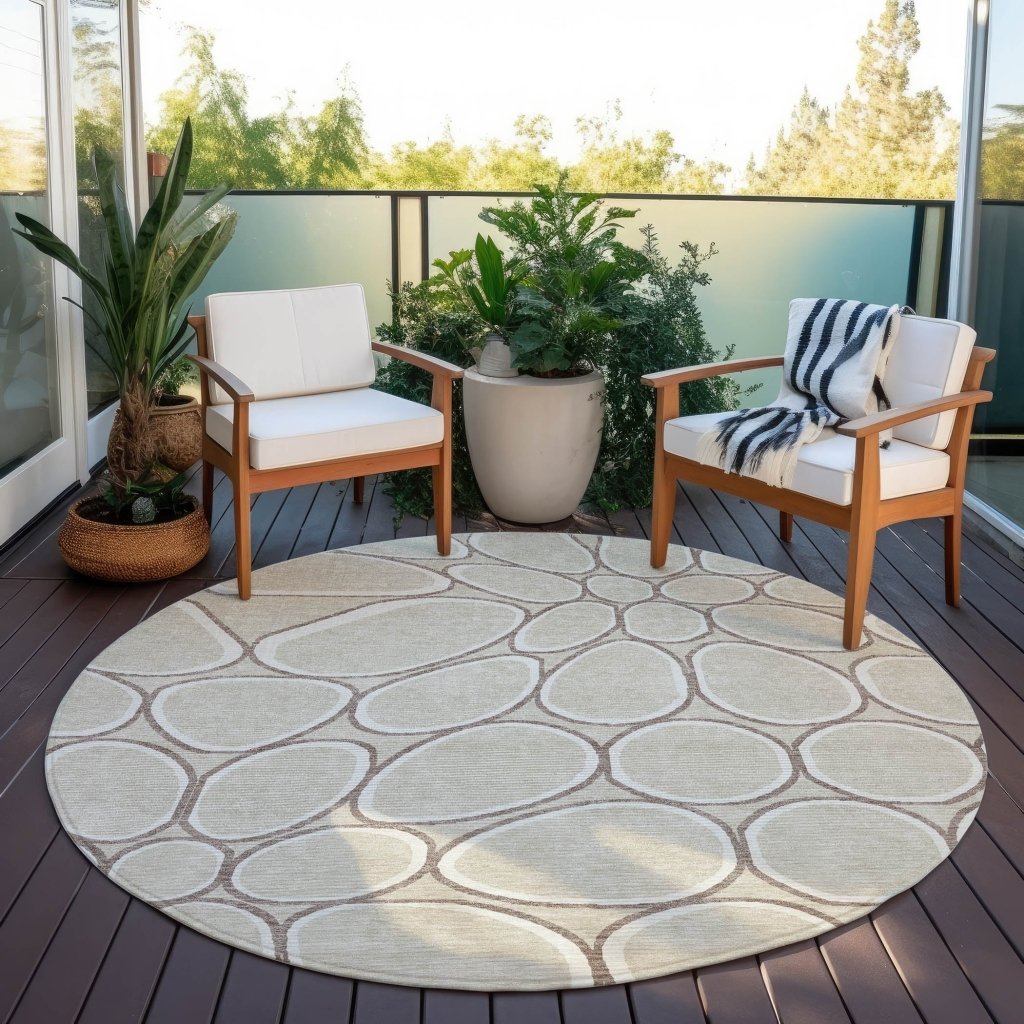 LOOMLAN Rugs Elantra Beige Washable Indoor-Outdoor Rug