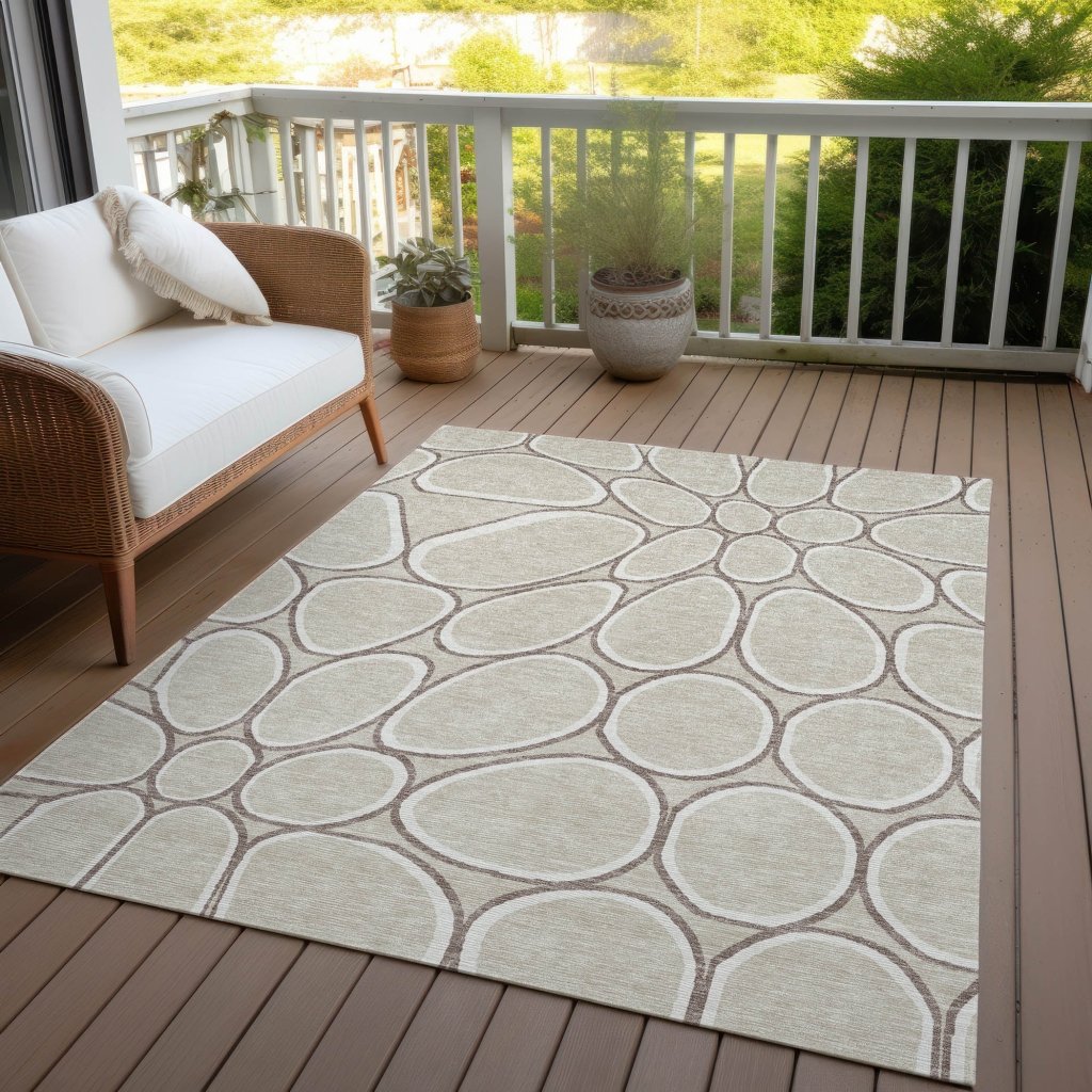 LOOMLAN Rugs Elantra Beige Washable Indoor-Outdoor Rug