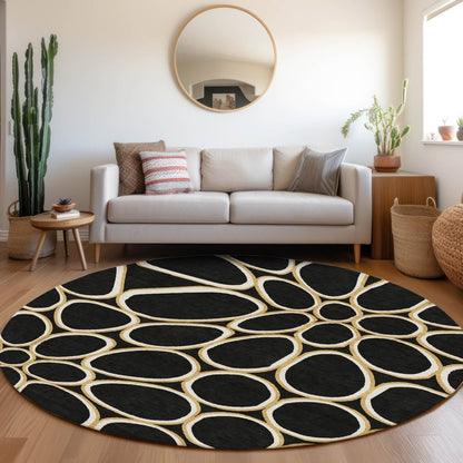 LOOMLAN Rugs Elantra Black Washable Indoor-Outdoor Rug