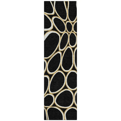 LOOMLAN Rugs Elantra Black Washable Indoor-Outdoor Rug