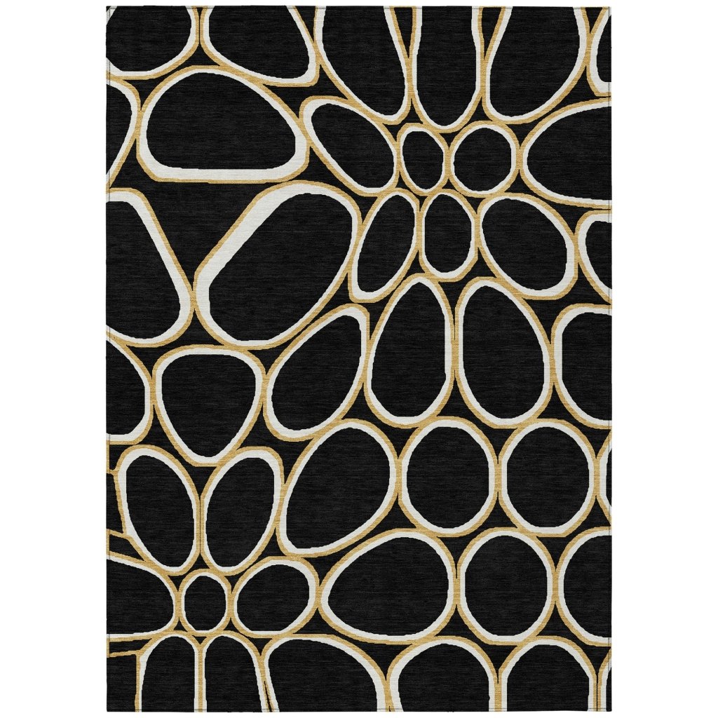 LOOMLAN Rugs Elantra Black Washable Indoor-Outdoor Rug