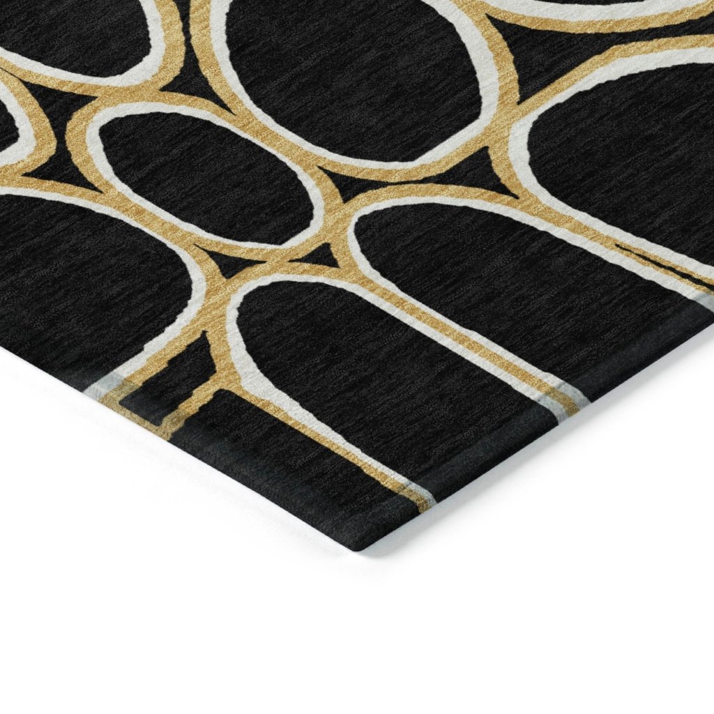 LOOMLAN Rugs Elantra Black Washable Indoor-Outdoor Rug