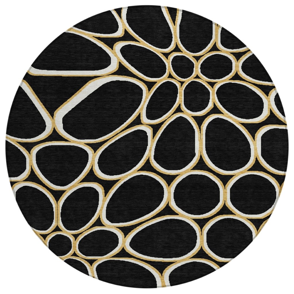 LOOMLAN Rugs Elantra Black Washable Indoor-Outdoor Rug