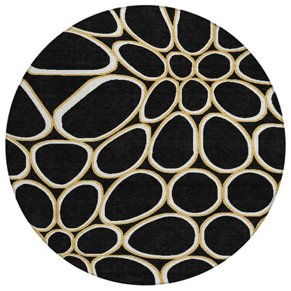 LOOMLAN Rugs Elantra Black Washable Indoor-Outdoor Rug