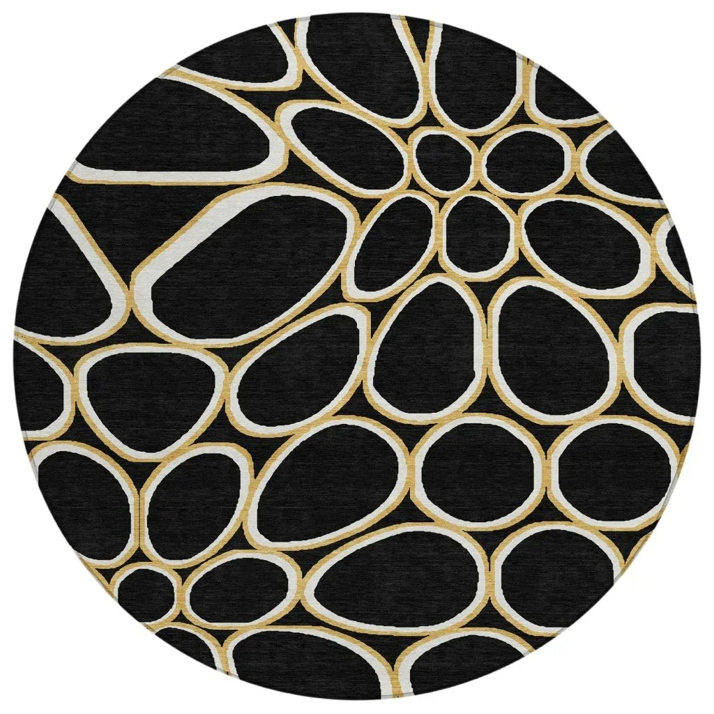 LOOMLAN Rugs Elantra Black Washable Indoor-Outdoor Rug