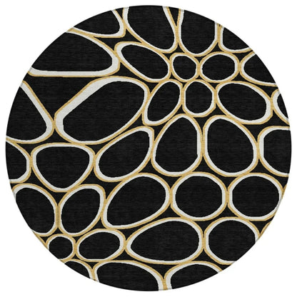 LOOMLAN Rugs Elantra Black Washable Indoor-Outdoor Rug