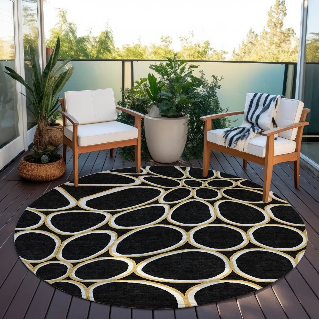 LOOMLAN Rugs Elantra Black Washable Indoor-Outdoor Rug