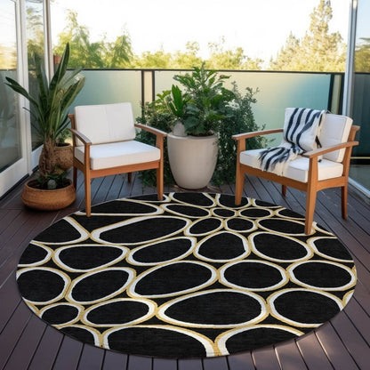 LOOMLAN Rugs Elantra Black Washable Indoor-Outdoor Rug