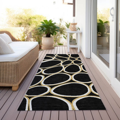 LOOMLAN Rugs Elantra Black Washable Indoor-Outdoor Rug