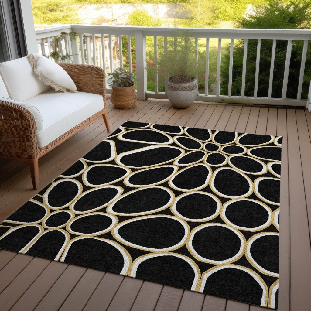 LOOMLAN Rugs Elantra Black Washable Indoor-Outdoor Rug
