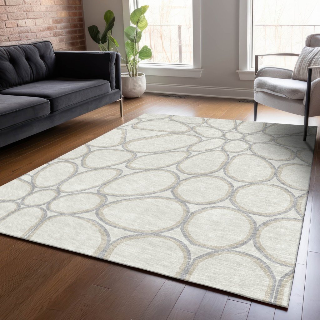 LOOMLAN Rugs Elantra Ivory Washable Indoor-Outdoor Rug