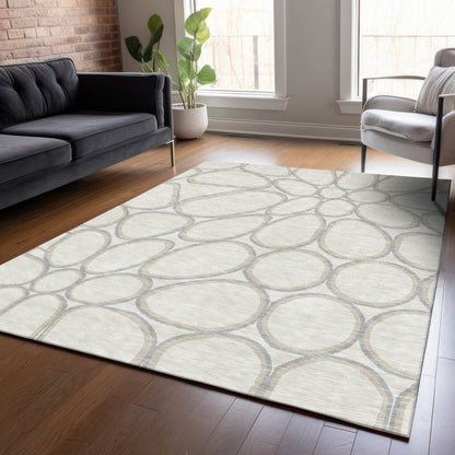LOOMLAN Rugs Elantra Ivory Washable Indoor-Outdoor Rug