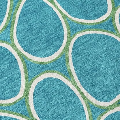 LOOMLAN Rugs Elantra Teal Washable Indoor-Outdoor Rug