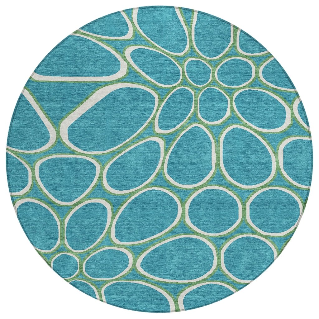 LOOMLAN Rugs Elantra Teal Washable Indoor-Outdoor Rug