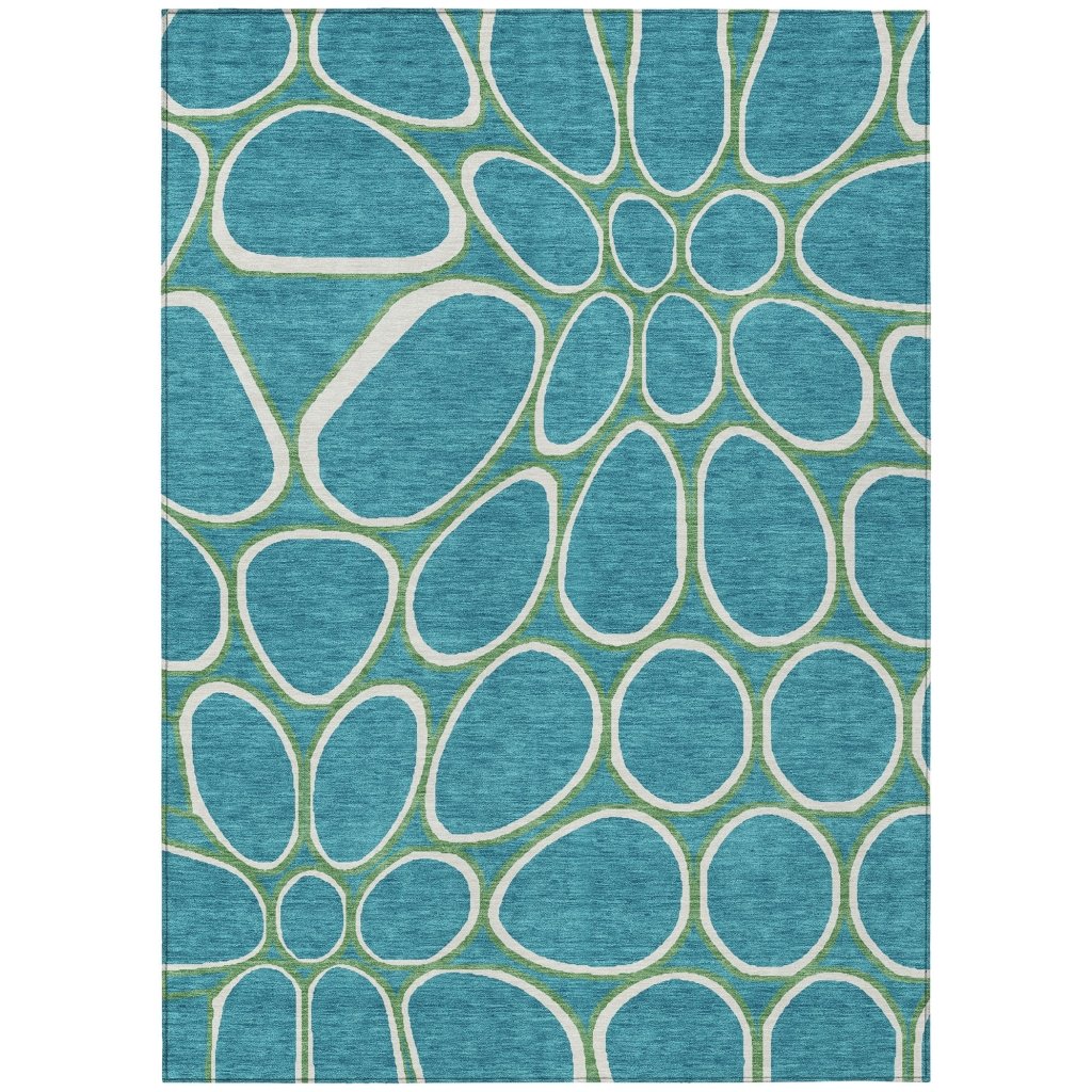 LOOMLAN Rugs Elantra Teal Washable Indoor-Outdoor Rug