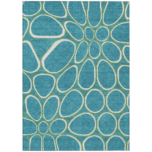 LOOMLAN Rugs Elantra Teal Washable Indoor-Outdoor Rug