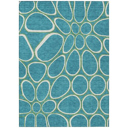 LOOMLAN Rugs Elantra Teal Washable Indoor-Outdoor Rug
