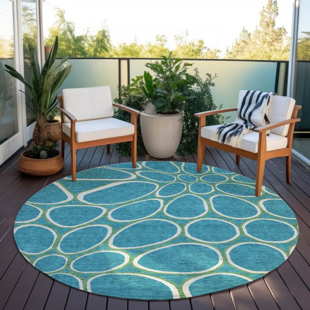 LOOMLAN Rugs Elantra Teal Washable Indoor-Outdoor Rug