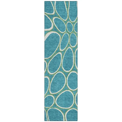LOOMLAN Rugs Elantra Teal Washable Indoor-Outdoor Rug