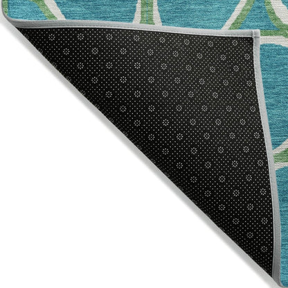 LOOMLAN Rugs Elantra Teal Washable Indoor-Outdoor Rug