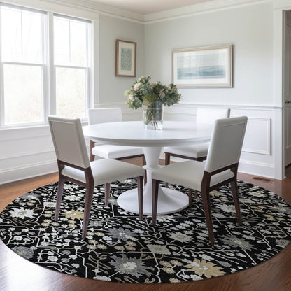 LOOMLAN Rugs Elara Black Washable Indoor-Outdoor Rug