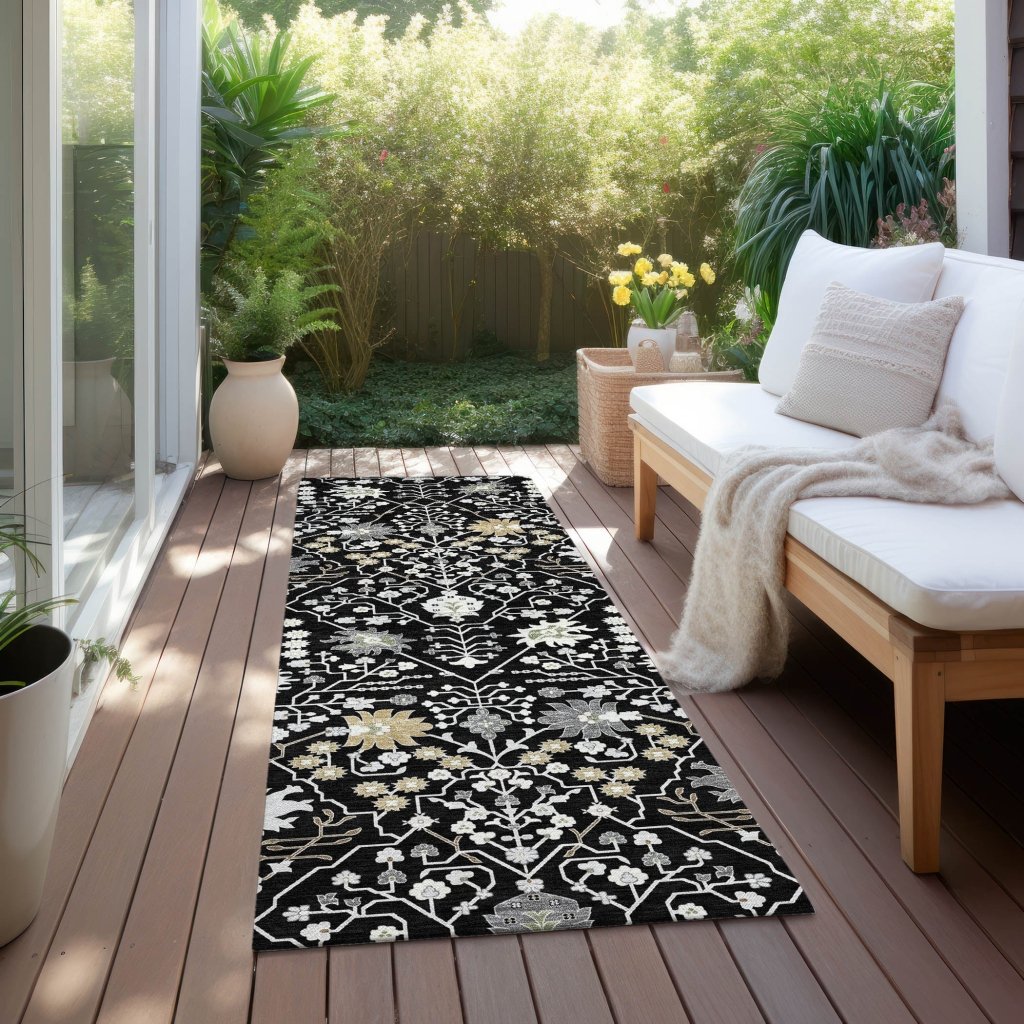 LOOMLAN Rugs Elara Black Washable Indoor-Outdoor Rug