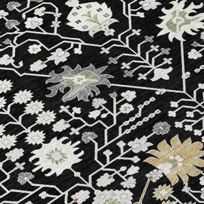 LOOMLAN Rugs Elara Black Washable Indoor-Outdoor Rug