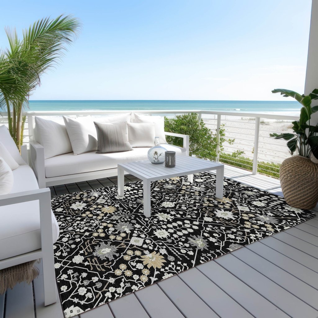 LOOMLAN Rugs Elara Black Washable Indoor-Outdoor Rug