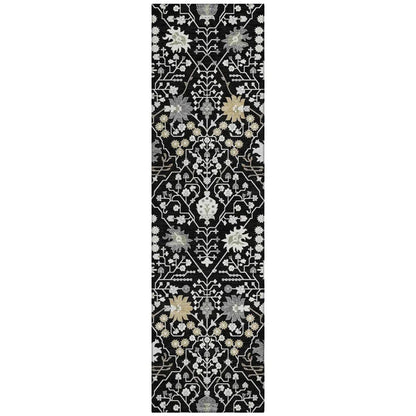 LOOMLAN Rugs Elara Black Washable Indoor-Outdoor Rug