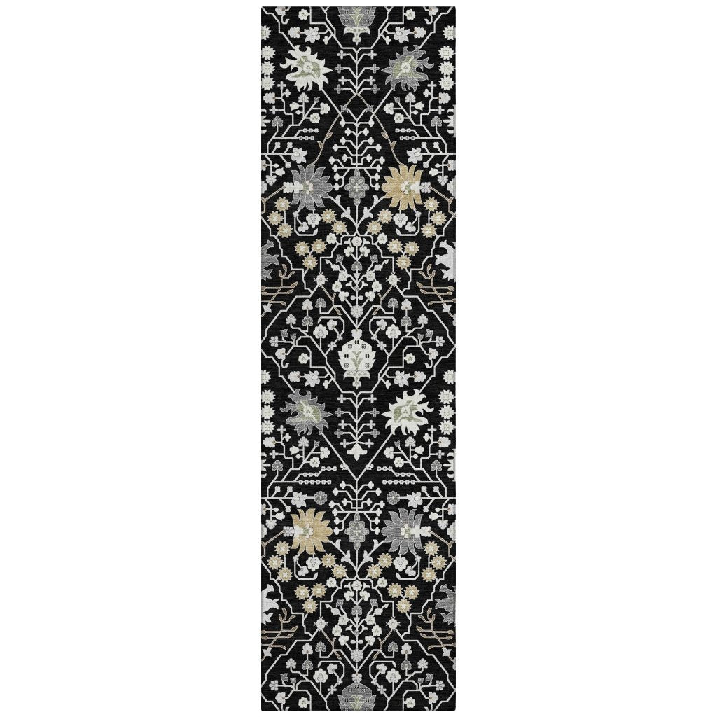LOOMLAN Rugs Elara Black Washable Indoor-Outdoor Rug