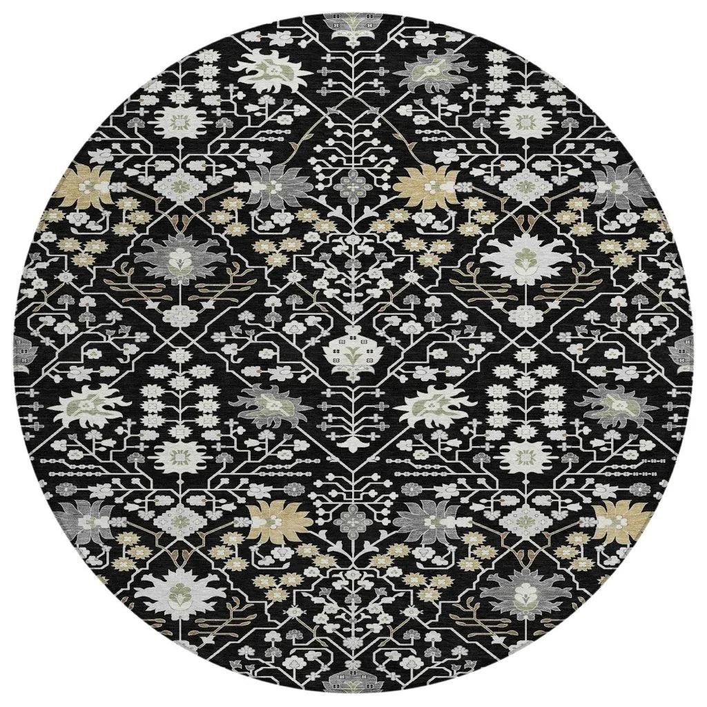 LOOMLAN Rugs Elara Black Washable Indoor-Outdoor Rug