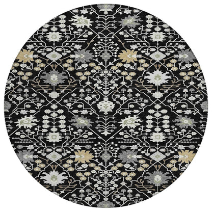 LOOMLAN Rugs Elara Black Washable Indoor-Outdoor Rug