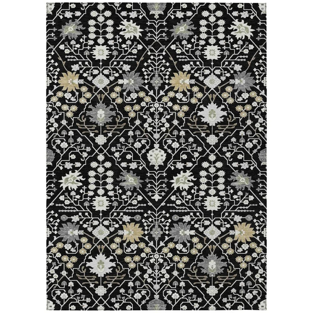 LOOMLAN Rugs Elara Black Washable Indoor-Outdoor Rug