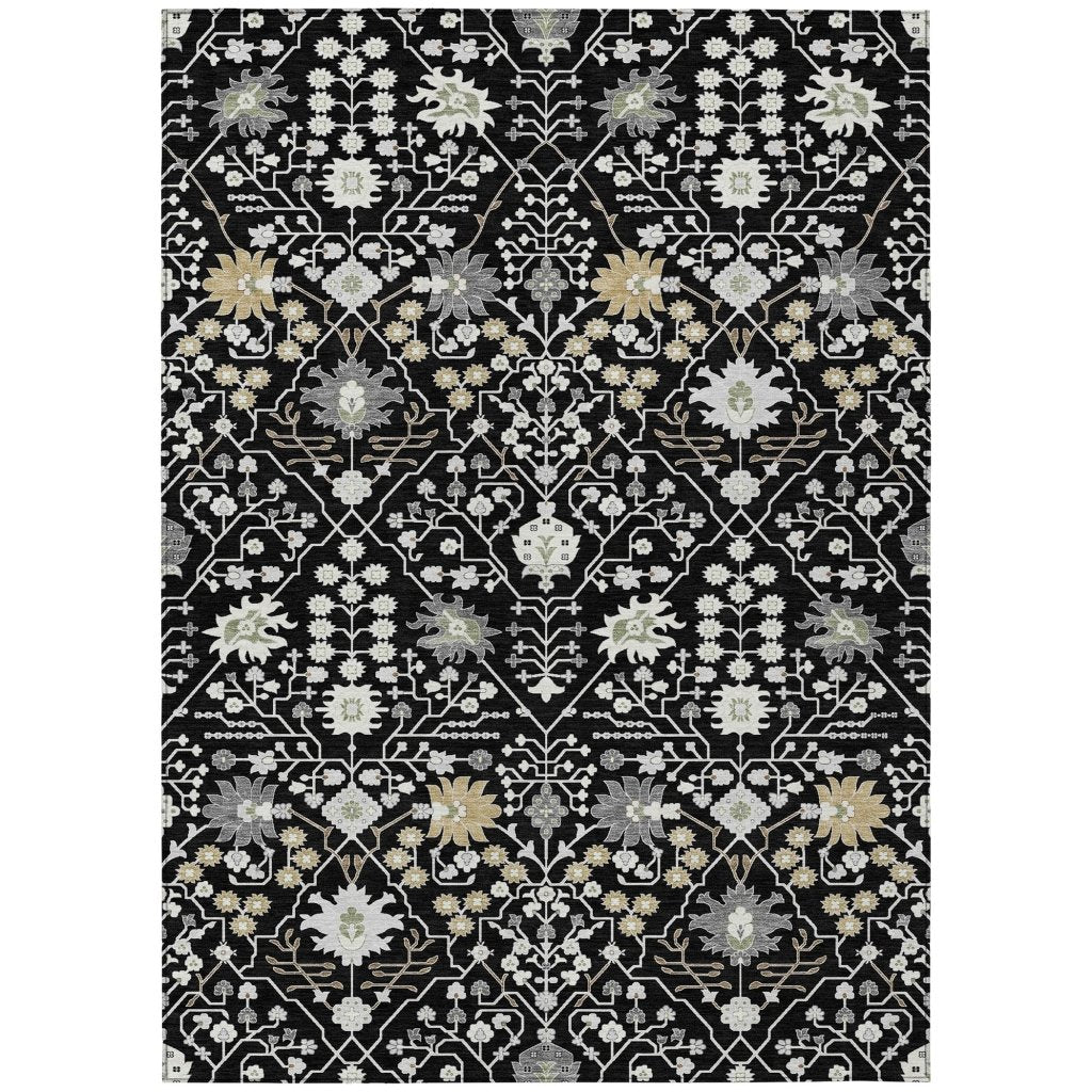 LOOMLAN Rugs Elara Black Washable Indoor-Outdoor Rug