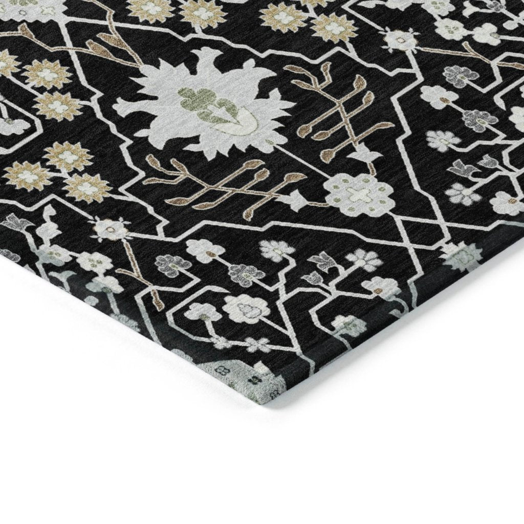 LOOMLAN Rugs Elara Black Washable Indoor-Outdoor Rug