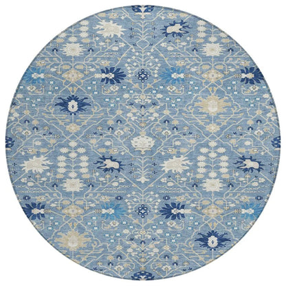 LOOMLAN Rugs Elara Blue Washable Indoor-Outdoor Rug