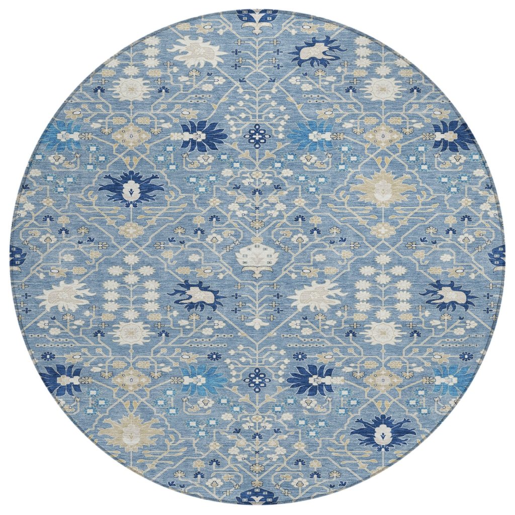 LOOMLAN Rugs Elara Blue Washable Indoor-Outdoor Rug