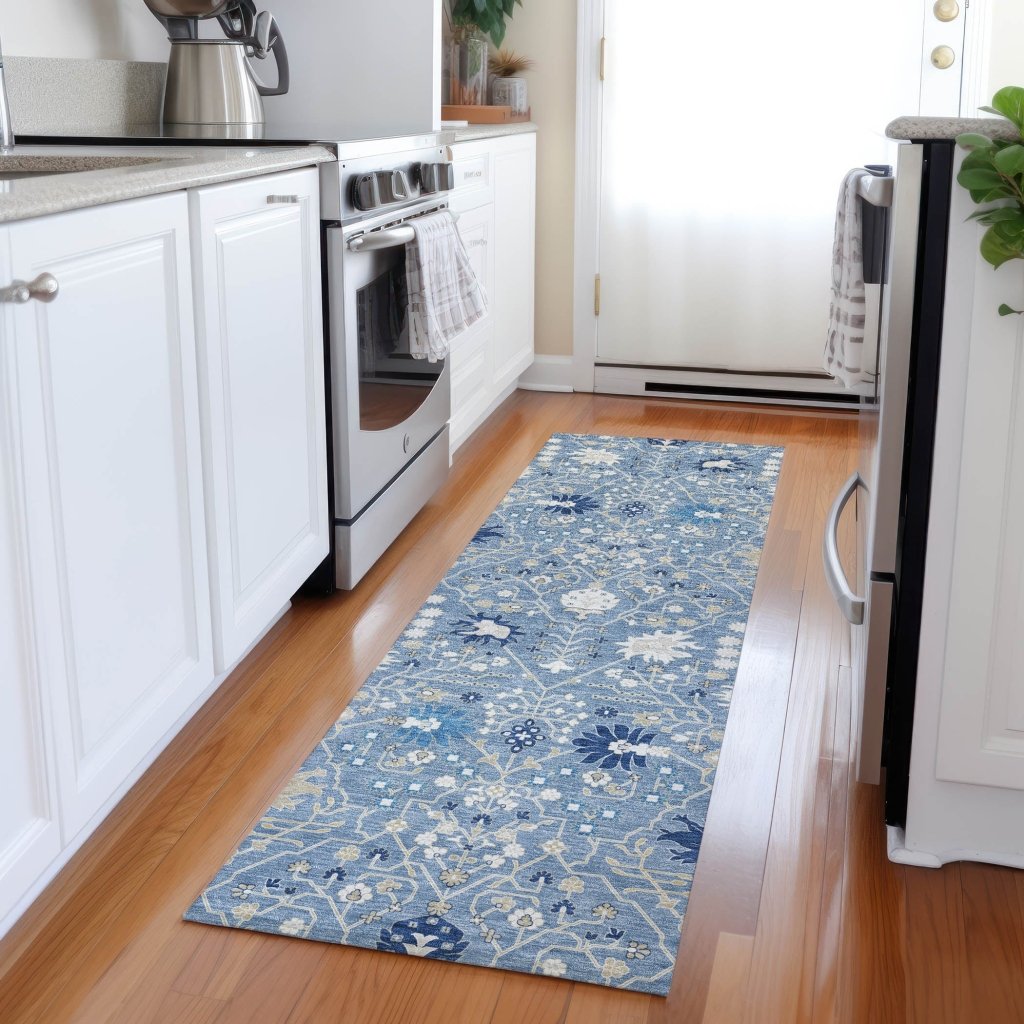 LOOMLAN Rugs Elara Blue Washable Indoor-Outdoor Rug
